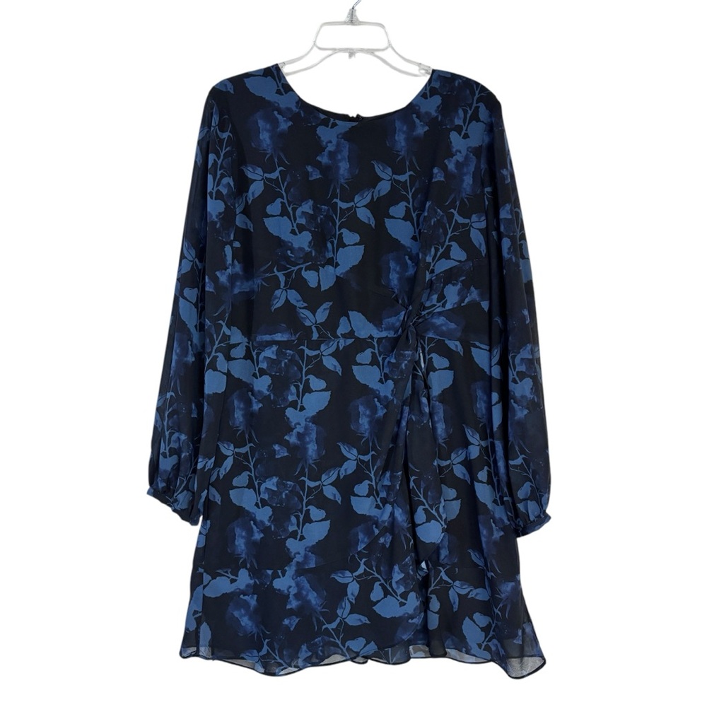 Hutch Light of the Moon Mini Dress
Blue Black Floral Modcloth Sheer Sz 14 NWOT